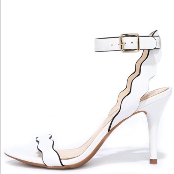 white scalloped heels
